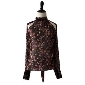 BCBGeneration Silk Cold Shoulder Blouse